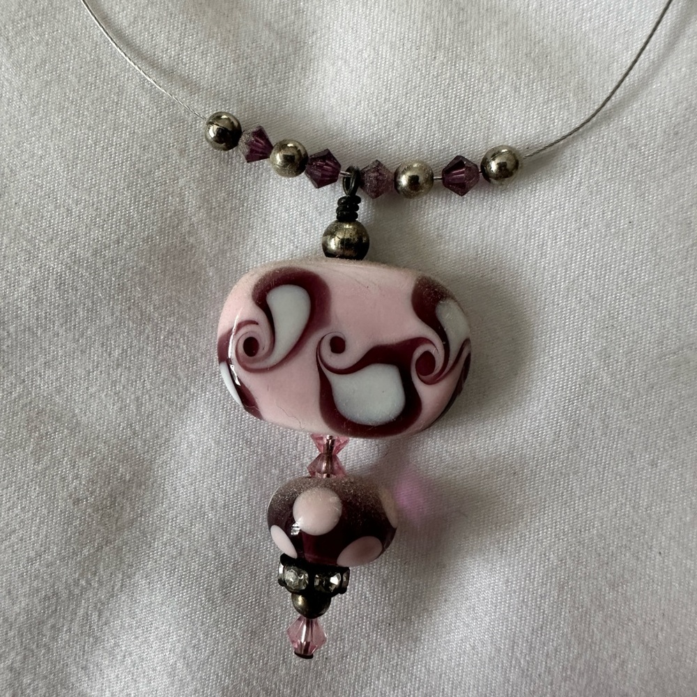 Blown glass bead necklace